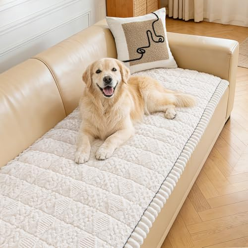 LOOBANI Dicker Sofaüberzug Haustierfreundlich Sofabezug, Waschbar & Rutschfester Sofaschoner Couch Überzug 2/3/4-Sitzer für U Form L Form Sektionssofa (Weiß, 70 x 180 cm)
