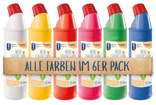 Feuchtmann MEINE LIEBLINGSFARBE im 6-er Pack I je 900g ungiftig cremige Fingerfarbe, hautfreundliche Fingermalfarbe auf Wasserbasis