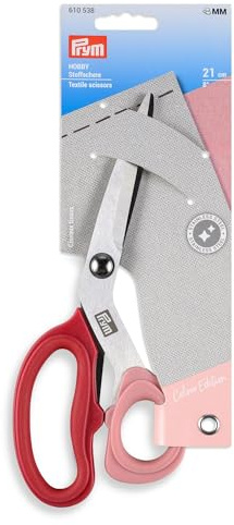 Prym 610538 Stoffschere 21 cm mit Micro Serration, Schneiderschere für präzises Schneiden von Stoff, Nähschere für Nähen, Patchwork und Handarbeit, beere