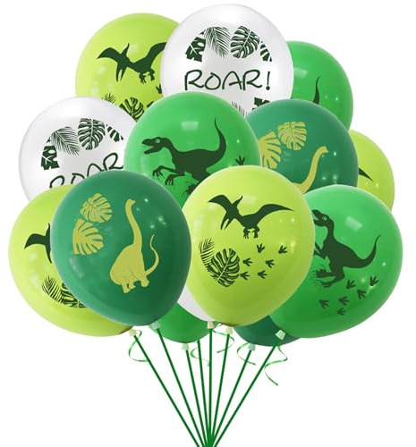Tourima 16 Stück Dino Luftballons Grün, Dino Geburtstag Deko Helium Ballons | Dino Geburtstag Deko Ballon, Spinosauru Dino Luftballon Girlande, Dschungel Deko Kindergeburtstag Deko Jurassices Dinosaurier
