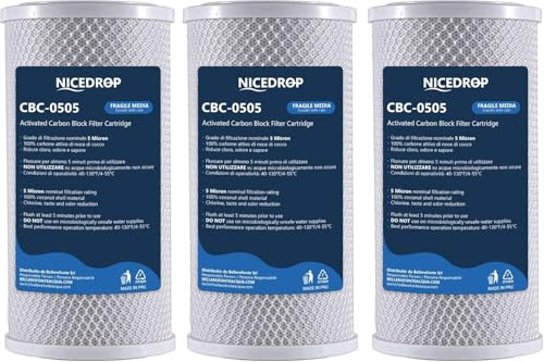 3x Bellerofonte Carbon Block CTO 5 Pollici - 5 Micron Filtro Acqua per sistemi ad osmosi inversa per tazza portafiltro standard - N° 3 FILTRI