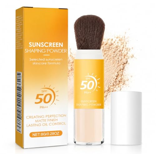 Mineral Sunscreen Setting Powder - Sonnenschutz Puder SPF 50 - Sonnenschutz Kopfhaut & Gesicht - Ölkontrolle & Mattes Finish Sonnenschutz 50 Puder Makeup - Mineralische Sonnencreme Powder mit Pinsel