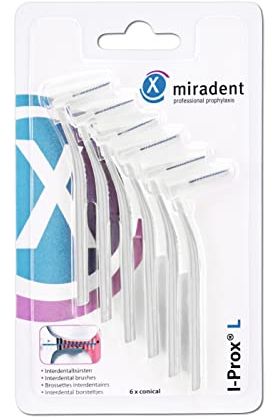 miradent I-Prox® L Interdentalbürste 0,6 mm weiß fine 6 St | für eine einfache gründliche Reinigung der Zahnzwischenräume | im Pocketformat | mit hygienische Schutzkappe | ideal für unterwegs