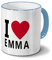 printplanet Tasse mit Namen Emma - Motiv I Love Emma - Namenstasse, Kaffeebecher, Mug, Becher, Kaffeetasse - Farbe Hellblau