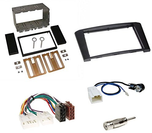 Einbauset: Autoradio Doppel-DIN 2-DIN Blende Einbaurahmen Radioblende schwarz + ISO Radio KFZ Adapter Radioadapter Radioanschlusskabel + Antennenadapter für Toyota Avensis (Typ T25) 02/2003 -> 2009