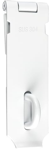 Sayayo SUS304 Stainless Steel Padlock Hasp Door Lock Shed Lock, 5-Inch Heavy Duty Hasp and Staple Door Clasp Gate Latch, White, EMS9W-5C