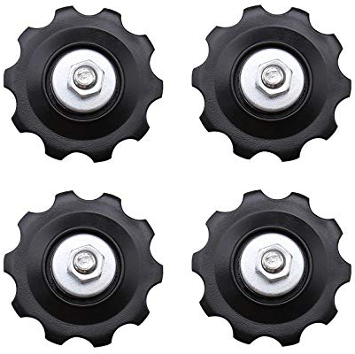 Create idea 4 Stück 10T Fahrradschaltung Riemenscheibe Schaltwerk Schaltröllchen für 5/6/7/8 Gang Kettenschaltung mit Staubschutz Befestigungsschraube Mutter Unterlegscheibe
