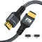 Twozoh Câble HDMI 8K 5M, Certifié 48Gbps Haute Vitesse Câble HDMI 2.1 8K@60Hz 4K@120Hz, Supporte 3D eARC HDR pour Apple TV, Roku, Fire TV, Nintendo Switch, PlayStation, PS5, Xbox One, Monitor, PC
