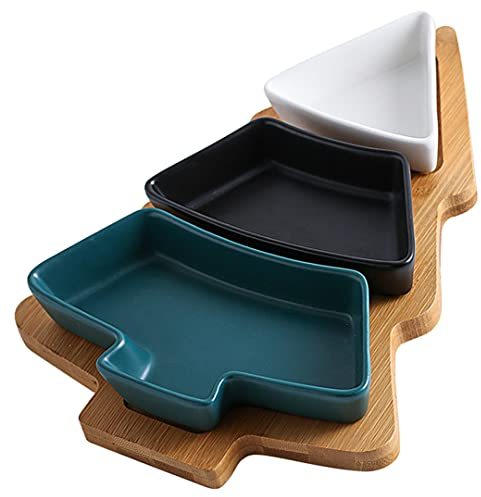 Coupelles de service divisées avec base en bambou - Plateau de service multifonctionnel pour noix, bonbons, crackers, sapin de Noël - Plusieurs petites tailles