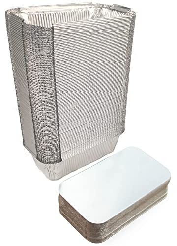 Miamex Confezione da 100 vassoi in alluminio, 800 ml, usa e getta, con coperchio per il trasporto di cibo, congelamento, cottura