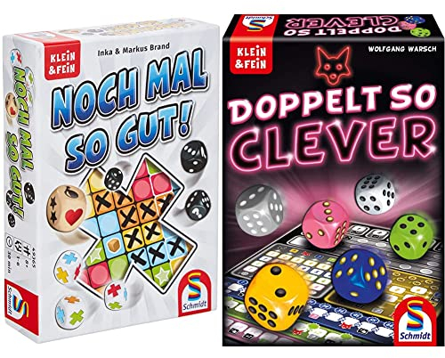 Schmidt Spiele 49365 Noch mal so gut, Würfelspiel aus der Serie Klein & Fein, bunt & 49357 Doppelt so clever, Würfelspiel aus der Serie Klein & Fein, bunt
