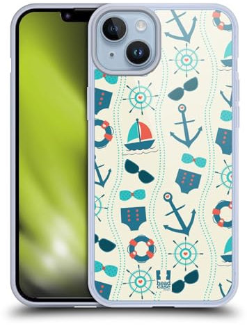 Head Case Designs Blu Estate Nautica Cover in Morbido Gel Compatibile con Apple iPhone 14 Plus