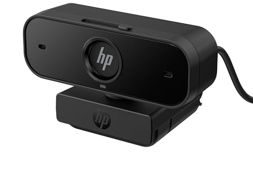 HP 430 FHD Webcam | Full HD 1080p | Dual Mics | Auto Focus | Lighting and Colour Correction | Privacy Shutter | 360° Swivel and 15° Tilt | 85° Field of View | Compatible with Chrome, PC or Mac | Black