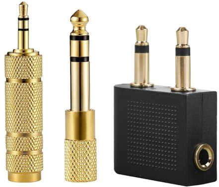 DALAETUS 3 Pcs Plastic And Metal Adapter Set, Airplane Airline Flight Headphone Adapter, Gold Plated Jacked Socket with All In-Flight Media Systems for Airplane, Phone Use