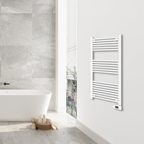 Acezanble Sèche-Serviette électrique, 1130 x 500 mm Blanc 500W, Radiateur sèche-Serviettes électrique Salle de Bain