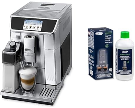 De'Longhi PrimaDonna Elite Experience ECAM 656.85.MS Kaffeevollautomat mit LatteCrema Milchsystem, Cappuccino, App-Steuerung, Trinkschokoladenfunktion, Edelstahlfront, silber mit DLSC 500 Entkalker