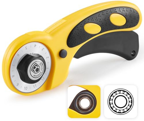 Headley Tools Verbesserter 45 mm Rollschneider mit Lagerdesign für glattere, tiefere Schnitte, ergonomischer Komfort-Rollschneider mit Sicherheitsverschluss für Stoff, Leder, Nähen, Basteln, Quilten