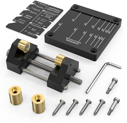 Precision Chisel Sharpening Jig Kit, Honing Guide System for Woodworking Chisels and Planes (5/32 to 3), Chisel Honing Guide with Adjustable Angle Fixture and Angle Gauge。