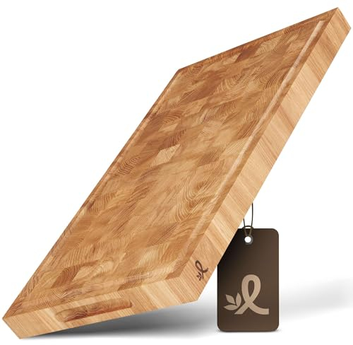 Planche à découper rectangulaire en chêne - Planche à fromage en bois de bout - Planche de service en bois - Taille L