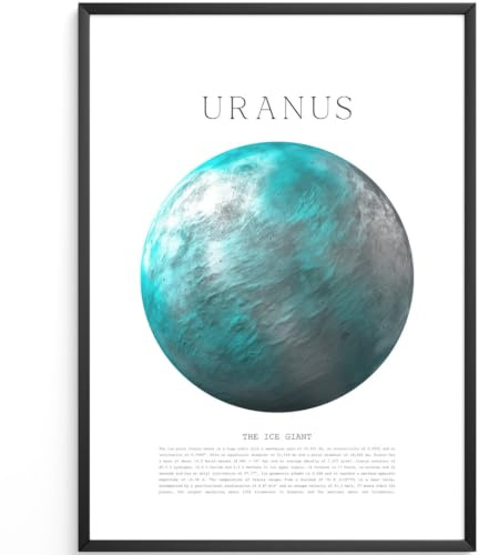 MJ-GRAPHICS® Uranus Sonnensystem Din A4 Poster - Astronomie Dekor Weltraum, Planeten Space Weltall, Sternenhimmel - Für Büro Wohnzimmer Lernposter - Ohne Bilderrahmen