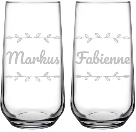 polar-effekt Lot de 2 verres à long drink, 470 ml, avec gravure personnalisée, verres pour long drinks, cocktails et eau, cadeau pour femme, sans BPA