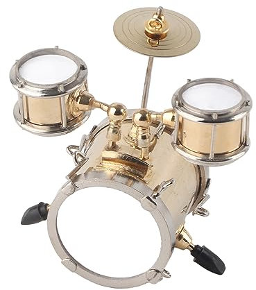 Dekaim Ensemble de batterie miniature - Réplique d'instrument de musique - Cadeau de batteur - Mini décoration de batterie