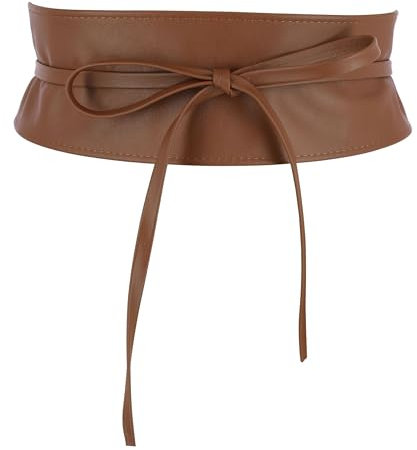 FASHIONGEN - Echtem Rindsleder Vollnarbenleder Obi Gürtel für Damen, Bindgürtel, CASSIANE - Hellbraun, L-XL