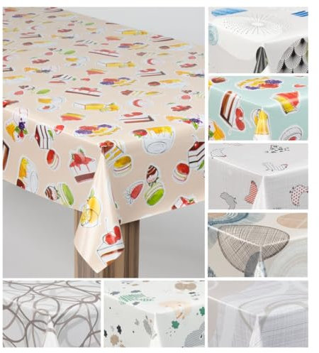 laro Wachstuch-Tischdecke Wachstischdecke Gartentischdecke, Muster:Geburtstag Torte Beige, Größe:140x300