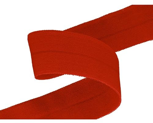 Falzgummi 100m Faltgummi 20mm hochelastisch Faltgummi Schrägband Saumband Farbwahl, Farbe:025 - rot