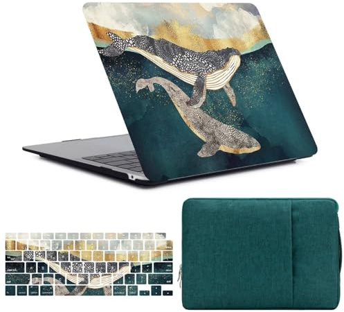 FFBOFFC Case Compatible with MacBook Air 13 Inch 2020 2019 2018 Release A2337 A2179 A1932 with Retina Display & Touch ID, Plastic Hard Case Laptop Cover & Sleeve Bag & Keyboard Skin, Whale