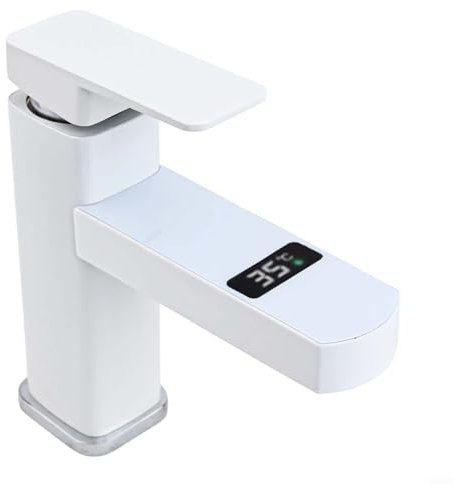 UTTASU Grifo de calentador de agua eléctrico con pantalla digital, grifo mezclador de lavabo sensible a la temperatura, control de agua fría y caliente, termostático, para baño, cocina, fregadero,
