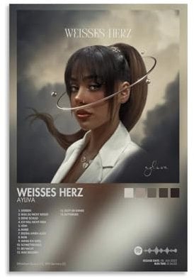 LKKHPEP Poster für Ayliva-Album-Weißes-Herz-Poster, Leinwand, Wandkunst, dekoratives Wohndekorgemälde für Wohnzimmer, Schlafzimmer, 30 x 45 cm, ungerahmter Stil