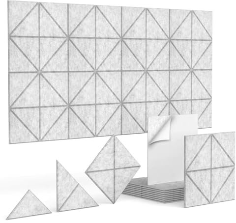 12 Stück Akustikplatten Selbstkleben, Hohe Dichte Schallabsorber für Decken-/Tür-/Wanddekoration und Akustische Behandlung, Studio/home/Gaming Deko (Grau)