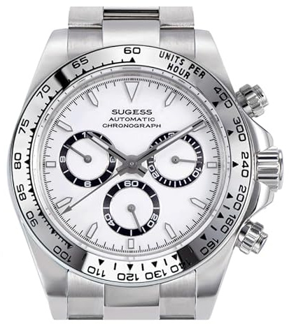 Seestern Sugess S418-2 Chronograph Automatik Stahl Weiß Saphir Herrenuhr