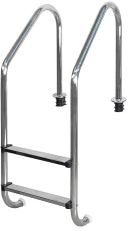 Scala per piscina interna in acciaio inox, resistente, design antiscivolo a 3 gradini per estremità profonde, supporta 172,4 kg, ideale per piscine interne ed esterne