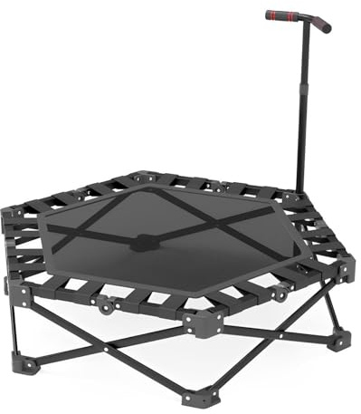 THCTYRP Fitness Trampolin Indoor für Erwachsene & Kinder, Klappbar mit Griff & 300kg Belastbarkeit | Vogelnest-Struktur, Schallisolierte Füße, Ohne Aufbau