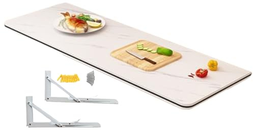 Wandtisch Klappbar Drop-Leaf-Wandklapptisch Klapptisch Wand Kleiner Klappbarer Klapptisch Wandtisch Klappbar Küche Holz Wandklapptisch,Weiß,50X40cm