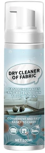 100ml Dry Cleaning Spray for Clothing Oil Stains,Dry Stain Remover for Sofa,Dry Foam Cleaner Fabric,Home Dry Cleaning Kit for Clothes,No Water Wash Stain Removal&Renewal,Cleaning Agent for Fabric