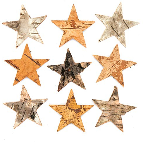 Baker Ross AV885 Baumrinden-Sterne – Kreatives Bastelmaterial für Kinder für Bastelarbeiten und Dekorationen (30 Stück)