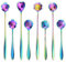 SelfTek 8 Stück Regenbogen Löffel 2 Verschiedene Größen Blumen Set Edelstahl bunt Rührlöffel Kaffeelöffel für Kaffee, Zucker, Eistee,Marmelade und Dessert