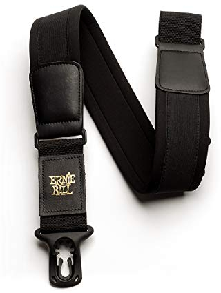 Ernie Ball Polylock-Komfort-Gitarrengurt, aus Neopren, normale Breite, Schwarz