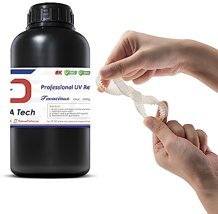 Siraya Tech Tenacious 3D-Druckerharz Flexibles 405 nm UV-härtendes Harz mit hoher Schlagfestigkeit Standard-Fotopolymerharz für LCD-DLP-3D-Druck (1000 g, transparent)