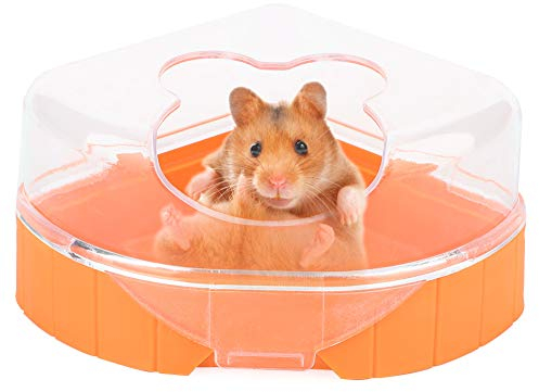 HEEPDD Hamster Badezimmer Toilette,Dreicek Einzelport Kunststoff Badewanne Toliette, für alle kleine Haustier Hamster Eichhörnchen (zufällig Farbe) Bürsten