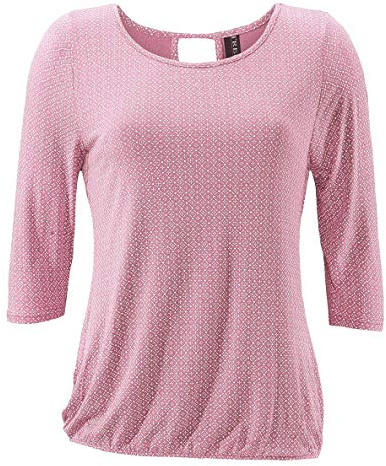 TrendiMax Damen T-Shirt Kurzarm Blusen Shirt mit Allover-Minimal Print Lose Stretch Casual Oberteil Basic Tops, Rosa, XL