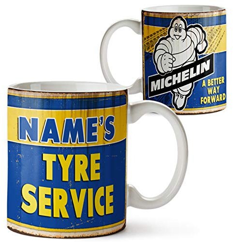 KRAFTYGIFTS Personalised Michelin Tyres Garage Mug Custom Retro Oil Can Vintage Cup OCM07