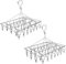 Tosnail 2 Pack Stainless Steel Clip and Drip Hangers Clothes Drying Rack Laundry Accessories - Total 66 Clips