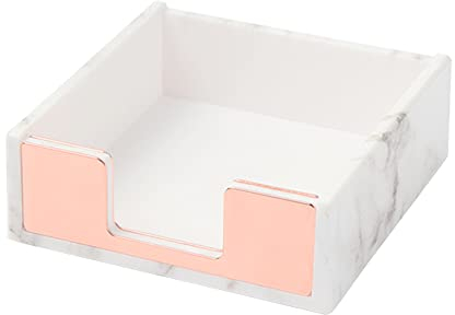 Memohalter mit Marmor-Druck, Roségold, selbstklebend, 5 mm, super dick, für Notizblock, Karten, 8,9 x 8,3 cm, für Büro, Zuhause, Schule, Schreibtisch Organizer 100mm x 95mm x 35mm Rose Gold Tone