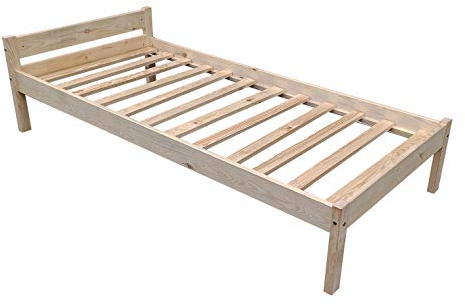 Holzbett 90x200 cm YOLA - Kinderbett - Natur Kiefer - Einzelbett - Massivholz mit Lattenrost für Gästezimmer Hotel - Einzelbett - Hotelbett - Kinderbett - Jugendbett - Seniorenbett