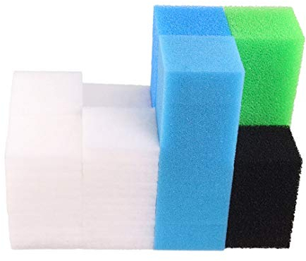 INGVIEE Kompatibel Aquarium Filterschwamm Set für Juwel Compact/Bioflow 3.0 / M (6X Blau Fein, 6X Blau Grob, 6X Grün Nitrat, 6X Aktivkohleschwamm, 50x Filterwatte)