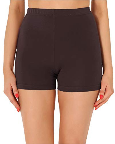 Merry Style Damen Shorts Radlerhose Unterhose Hotpants Kurze Hose Boxershorts aus Baumwolle MS10-358(Braun,L)